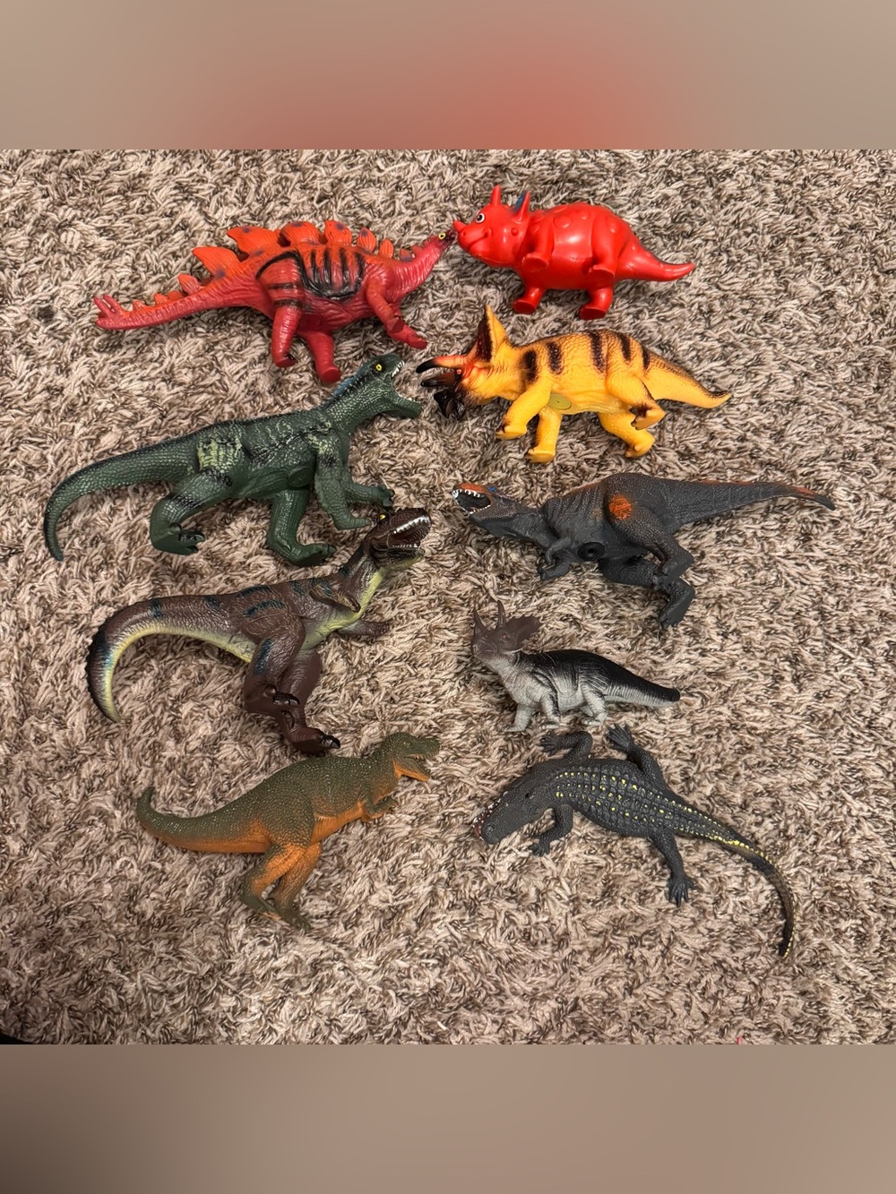 Large squeezable dinosaur set toy bundle